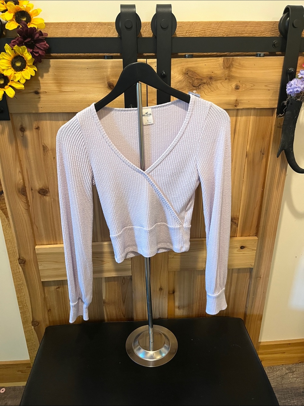 Hollister Lavender Ribbed Wrap Crop Top